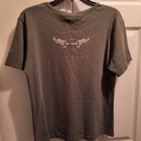 Harley Davidson women's Green vintage Graphics Scoop neck T-shirt. - Picture 2 of 3